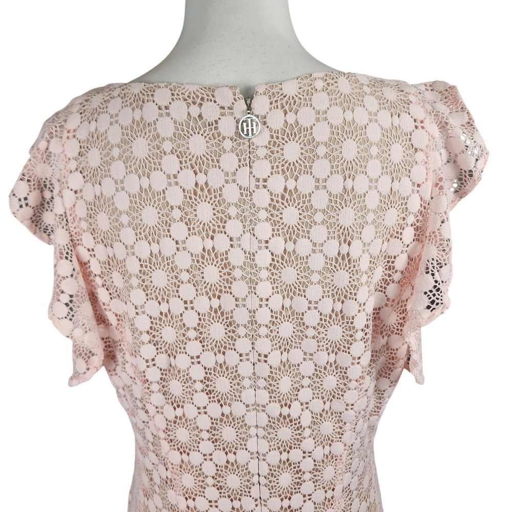 Tommy Hilfiger Fit Flare Dress Womens 14 Pink Lace Wedding Guest Brunch Shower - Picture 4 of 10